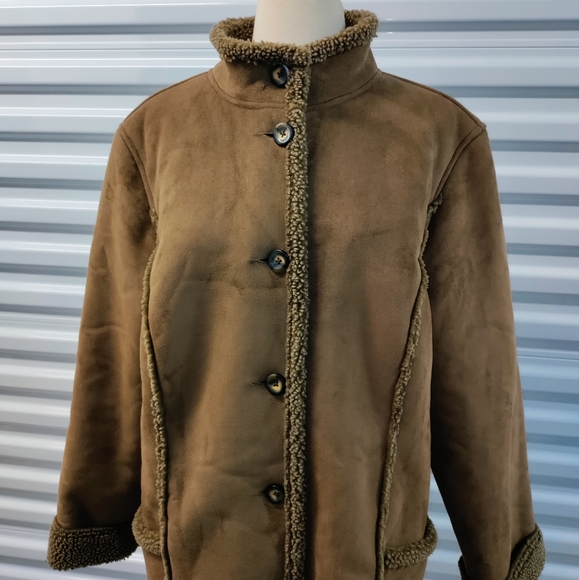 🎉HP🎉🆕L.L. Bean | Sherpa Button Up Women's Coat Longline Size XL Petite - Picture 3 of 16